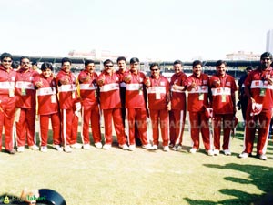 As part of Chiranjeevi's Cricket team, Feb 2005