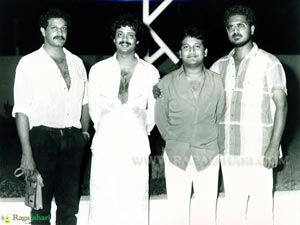 With Singer Nagur Babu and actors Rajesh and Ramraj, 1987 - 88